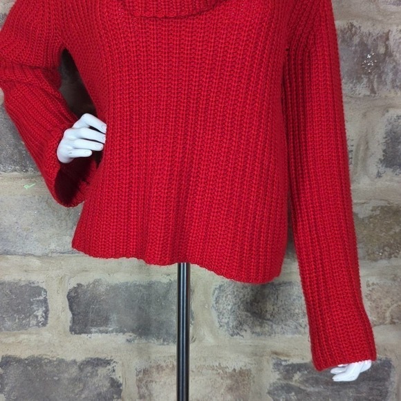 BB Dakota Love Actually Red Cowl Neck Knit Sweater Woman's Size Large Chunky - Picture 4 of 15